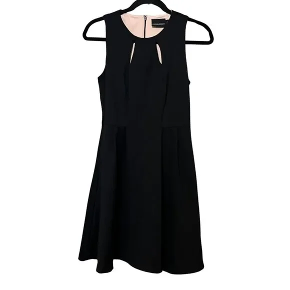 Cynthia Rowley Women's Black and Pink Fit & Flare Career Dress Size Small - Picture 1 of 9